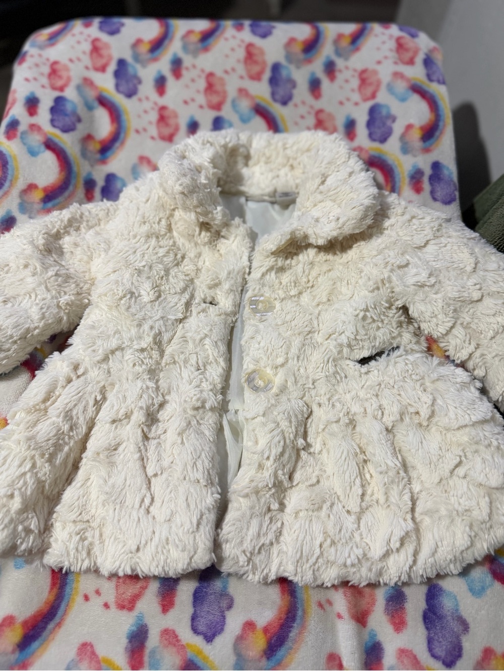 Calvin Klein Jeans Cream Faux-Fur Pea Coat for Kids (Ivory Tone)